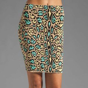 BCBG multi color leopard power pencil skirt XXS